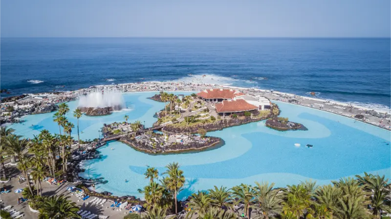 Aerial View Of Lago Martianez Puerto De La Cruz Tenerife