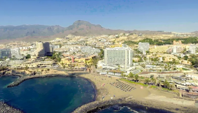 Playa De Las Americas Coastal Buildings Aerial View Tenerife